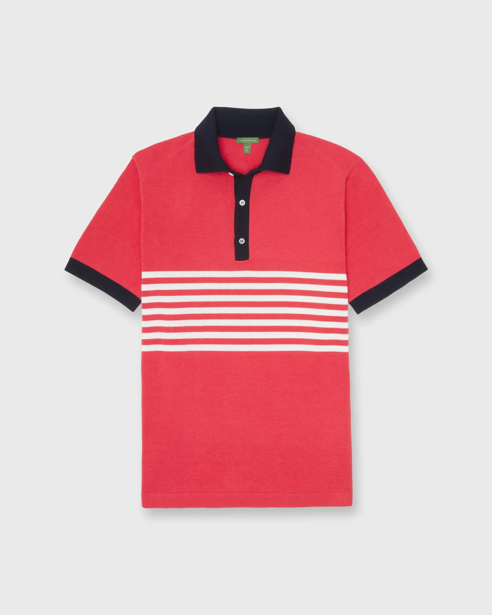 Rally Polo Sweater in Watermelon/Navy/Chalk Cotton