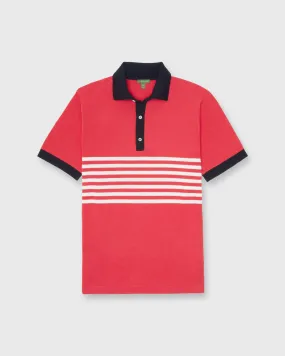 Rally Polo Sweater in Watermelon/Navy/Chalk Cotton
