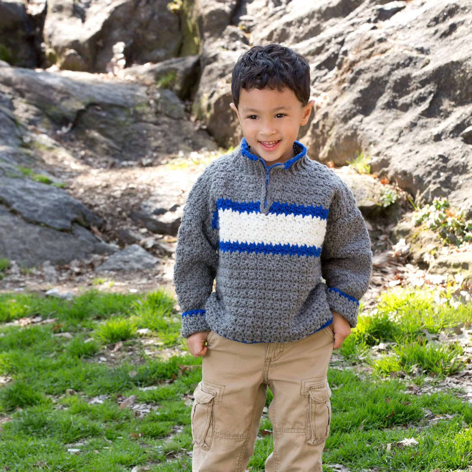 Red Heart Crochet Rugby Pullover