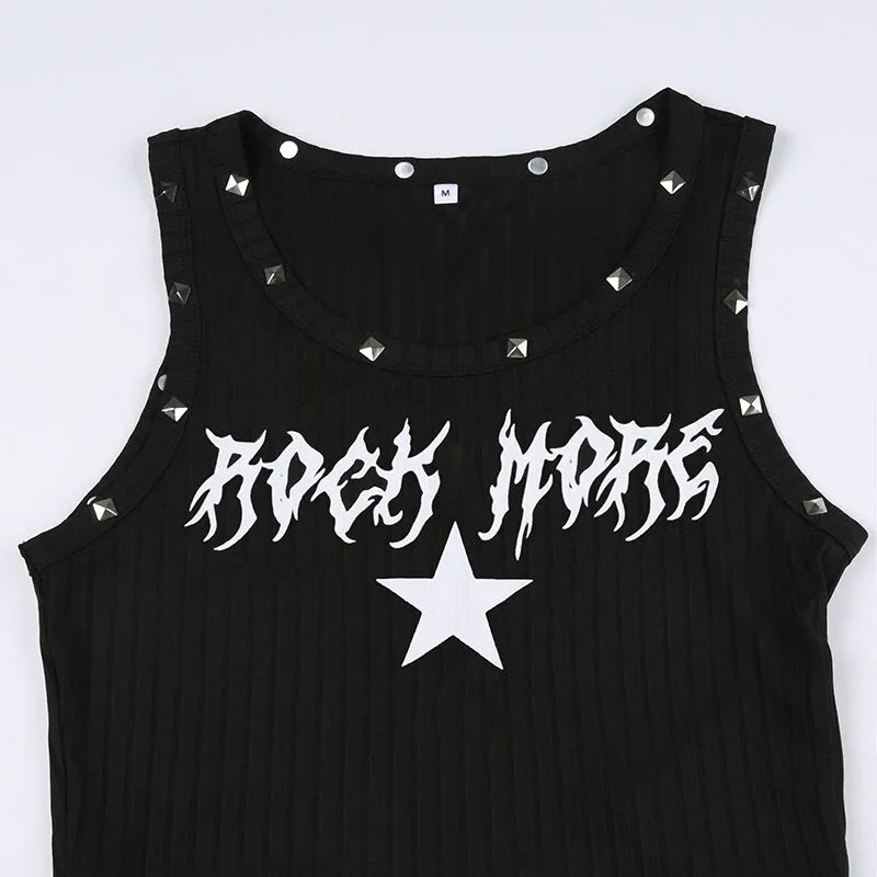 Rivet Print Dark Skinny Mini Gothic Vest