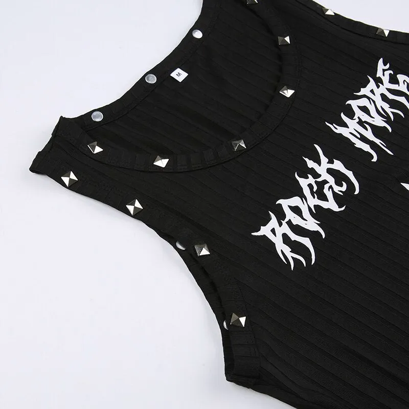 Rivet Print Dark Skinny Mini Gothic Vest