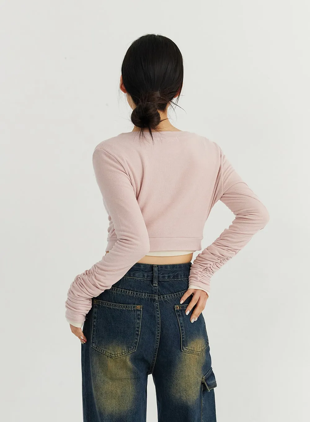 Ruched Button Down Cardigan CO319