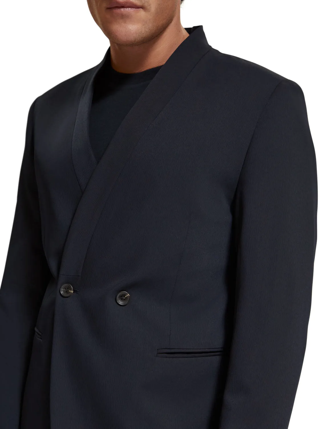 Scotch and Soda Double Breasted Kimono Collar Blazer - Night