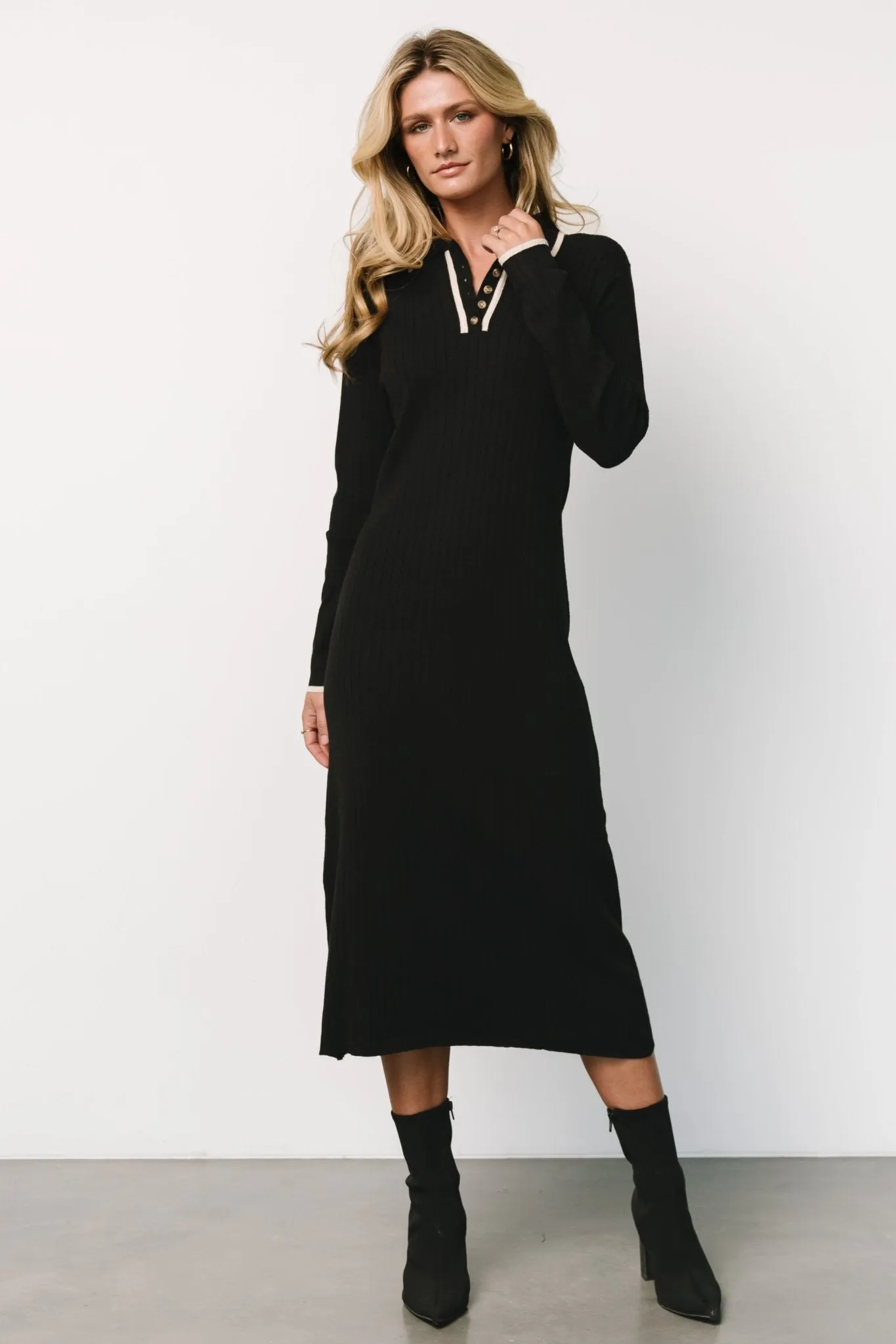 Shantel Polo Dress | Black   Cream