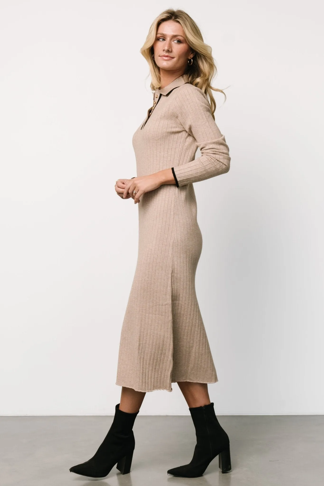Shantel Polo Dress | Taupe   Black