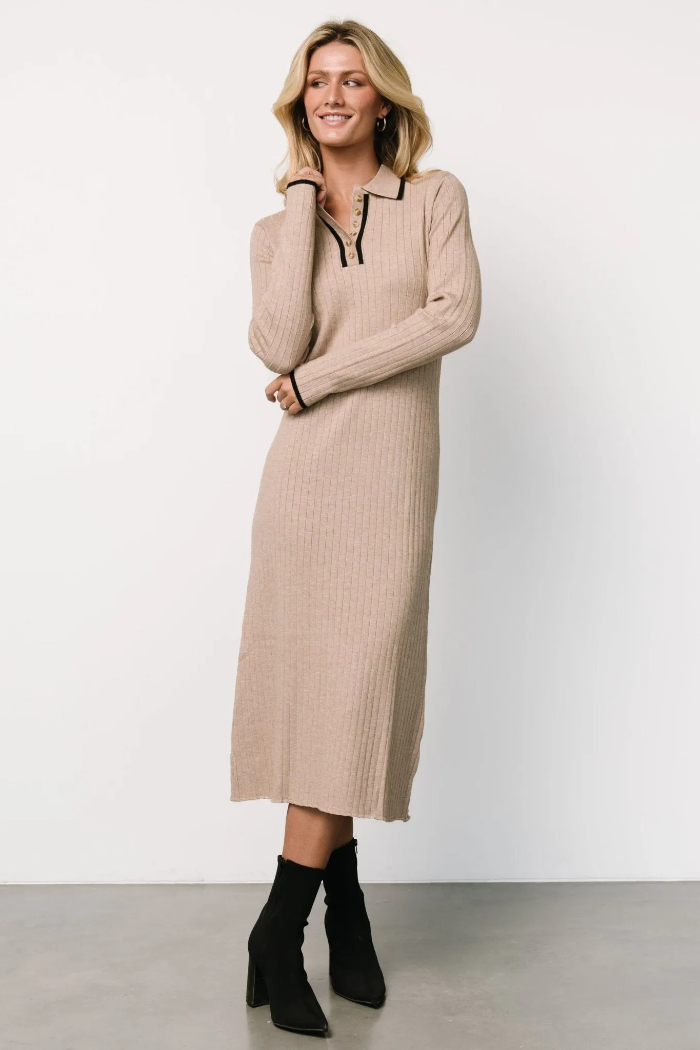 Shantel Polo Dress | Taupe   Black