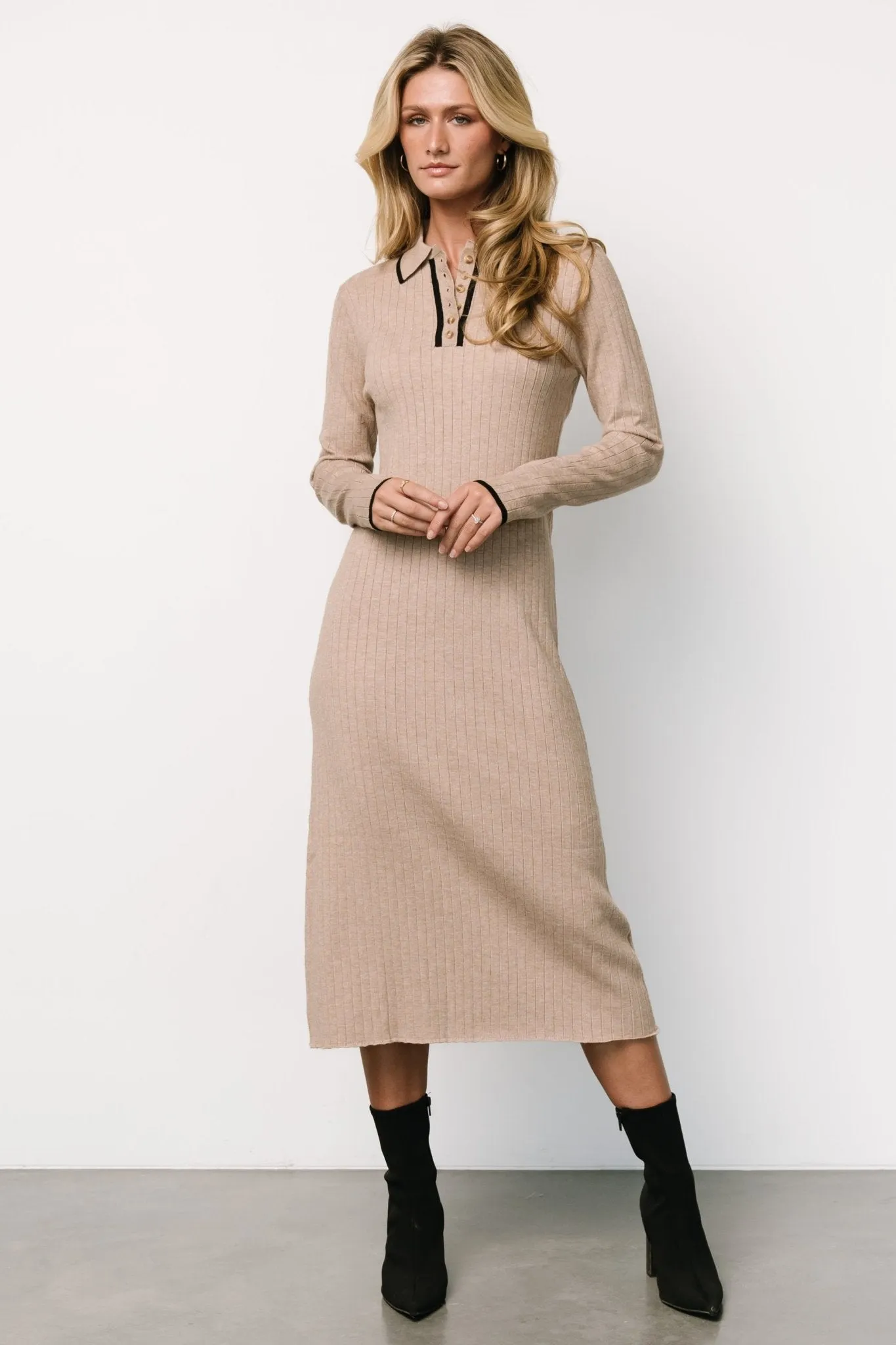 Shantel Polo Dress | Taupe   Black