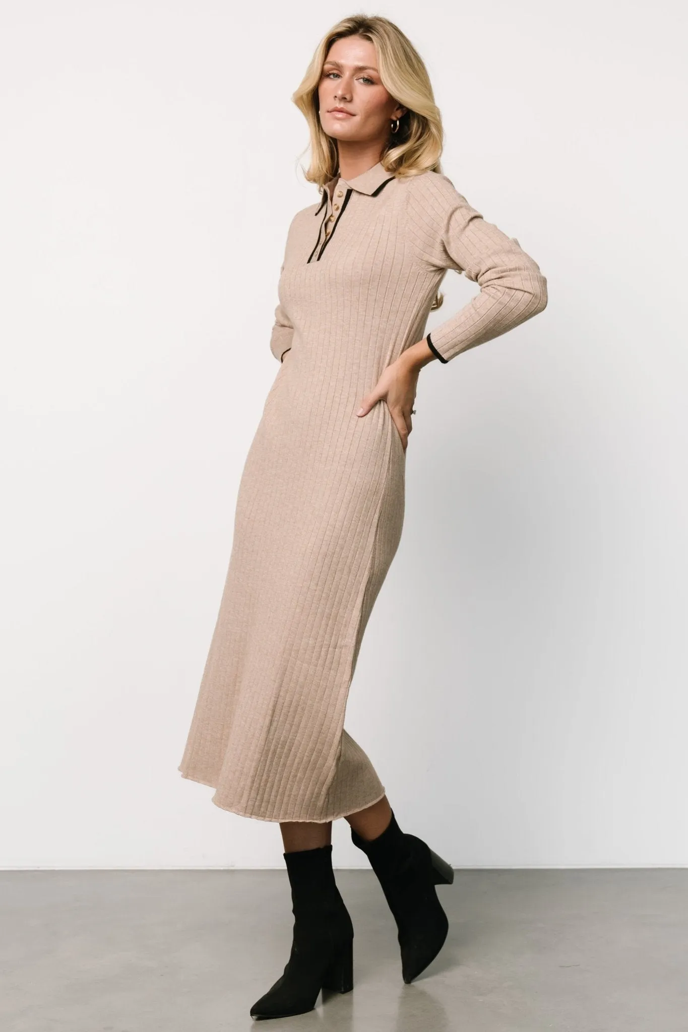 Shantel Polo Dress | Taupe   Black