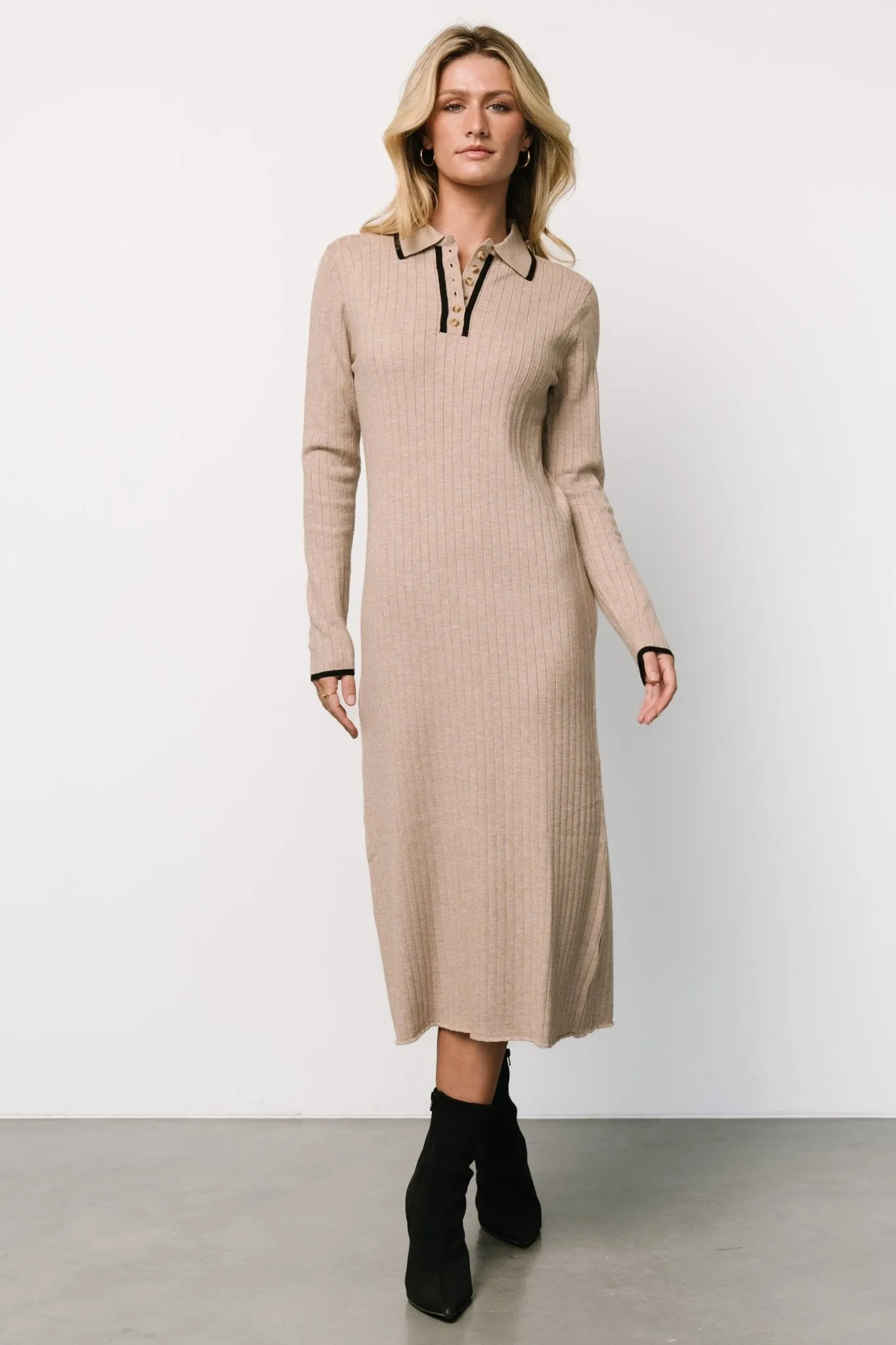 Shantel Polo Dress | Taupe   Black