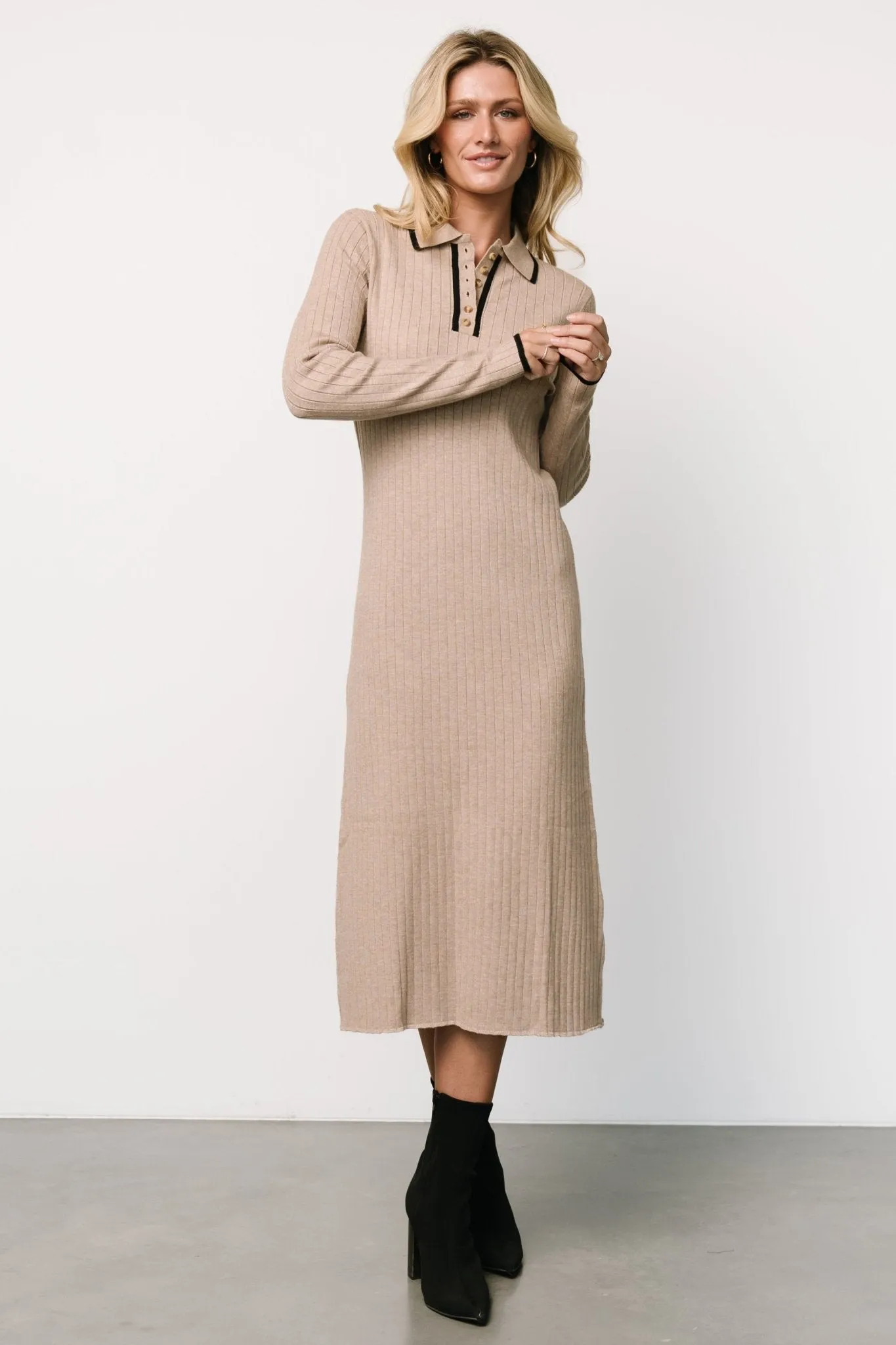 Shantel Polo Dress | Taupe   Black