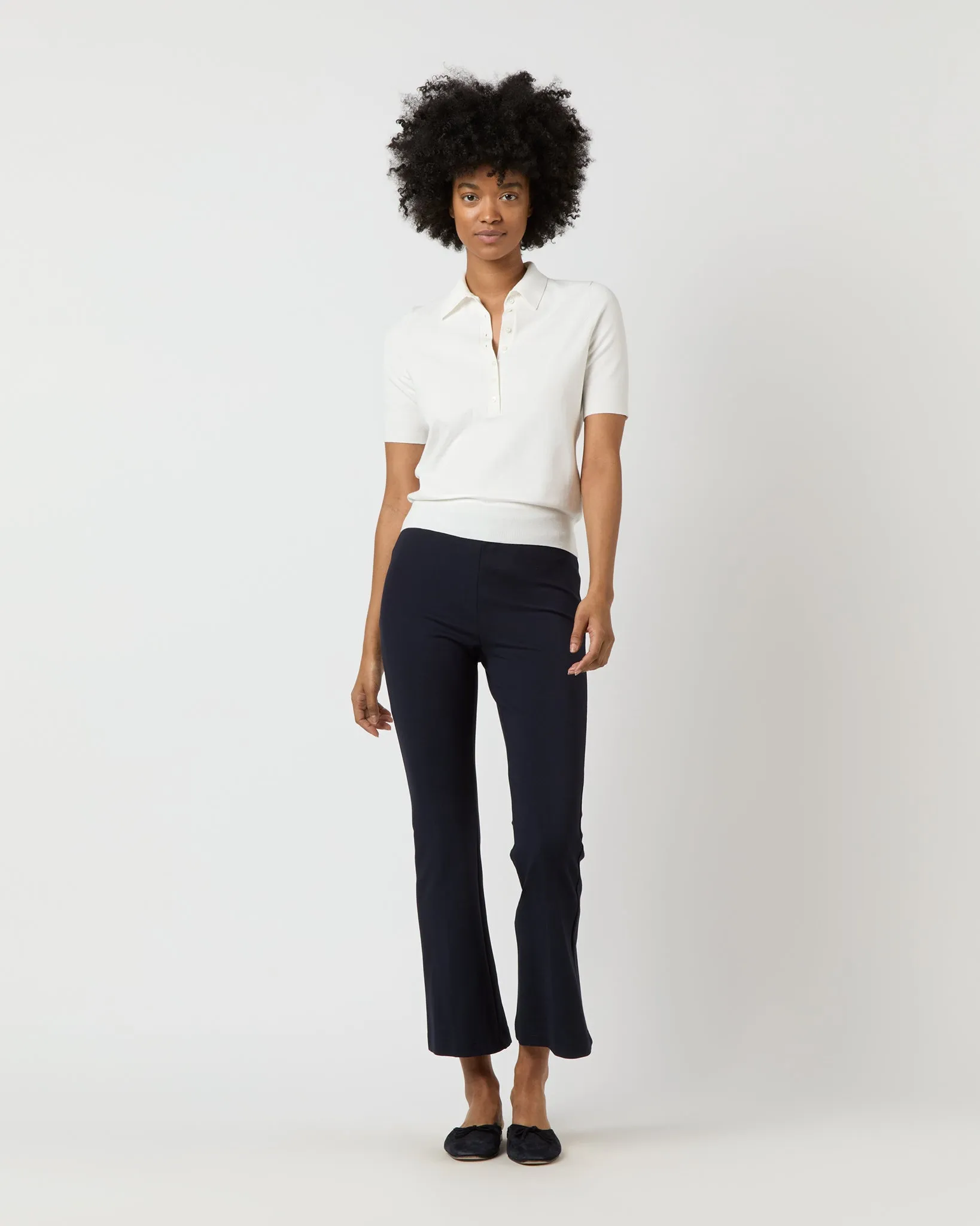Tasha Polo Sweater in Chalk Ice Cotton