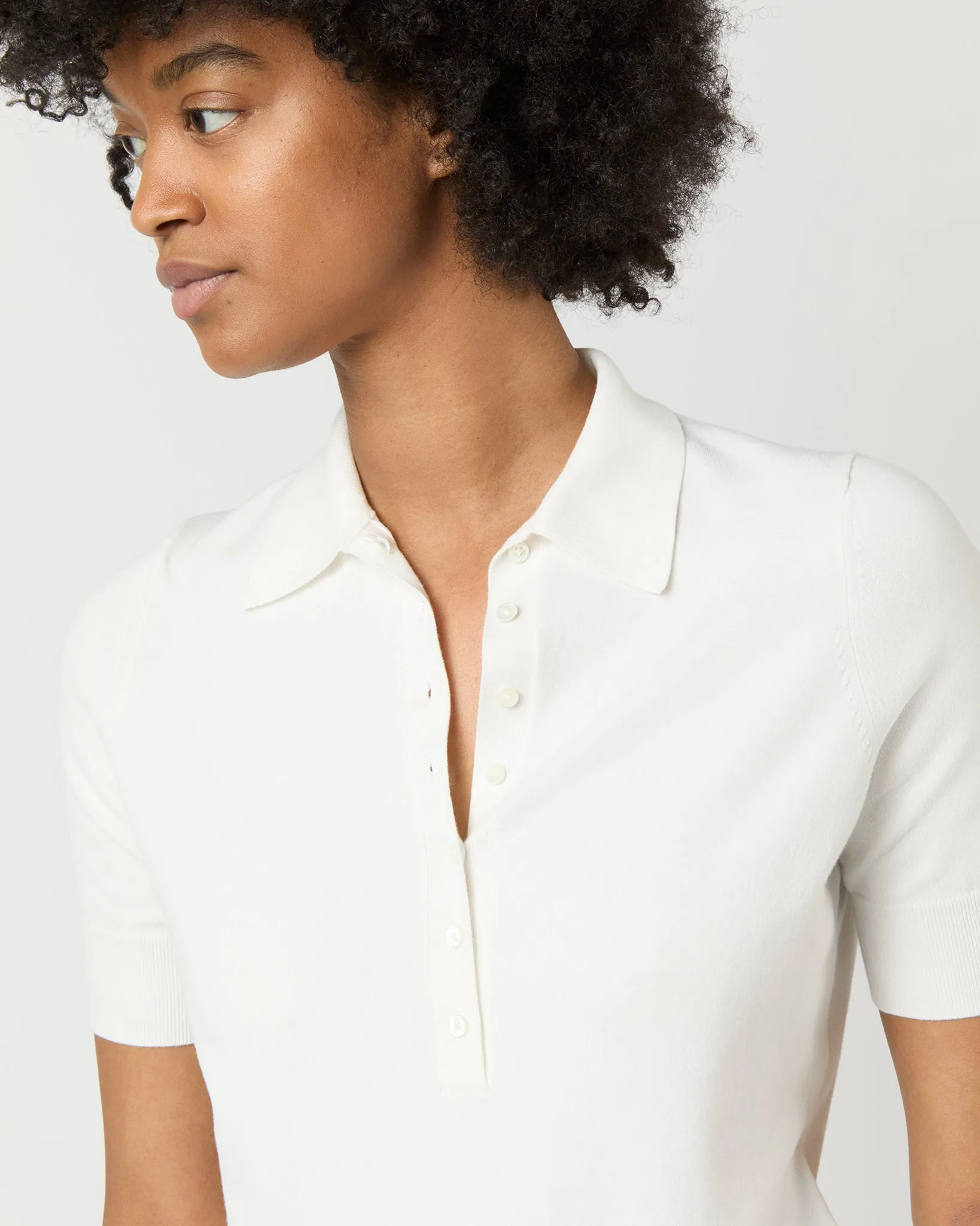 Tasha Polo Sweater in Chalk Ice Cotton