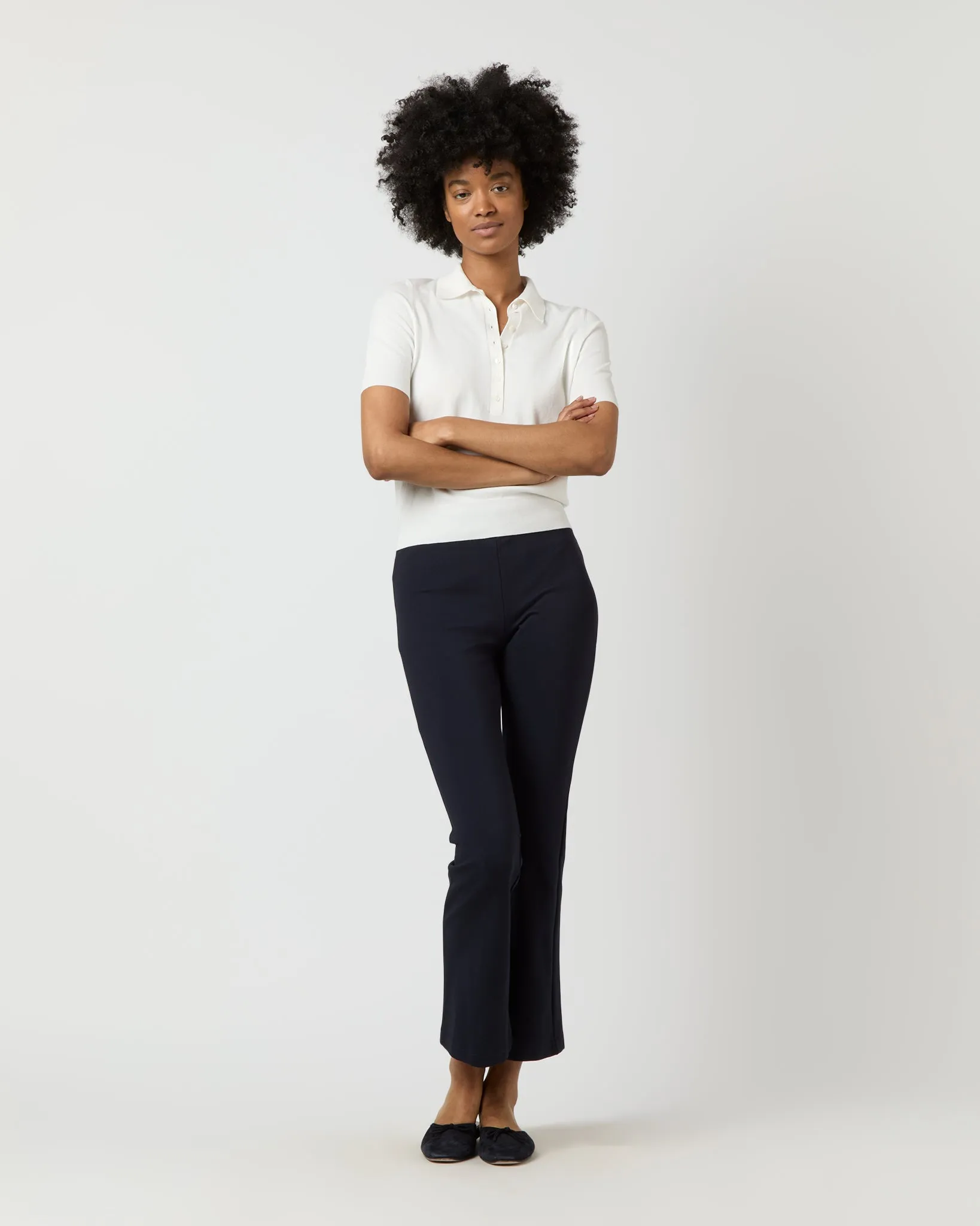 Tasha Polo Sweater in Chalk Ice Cotton