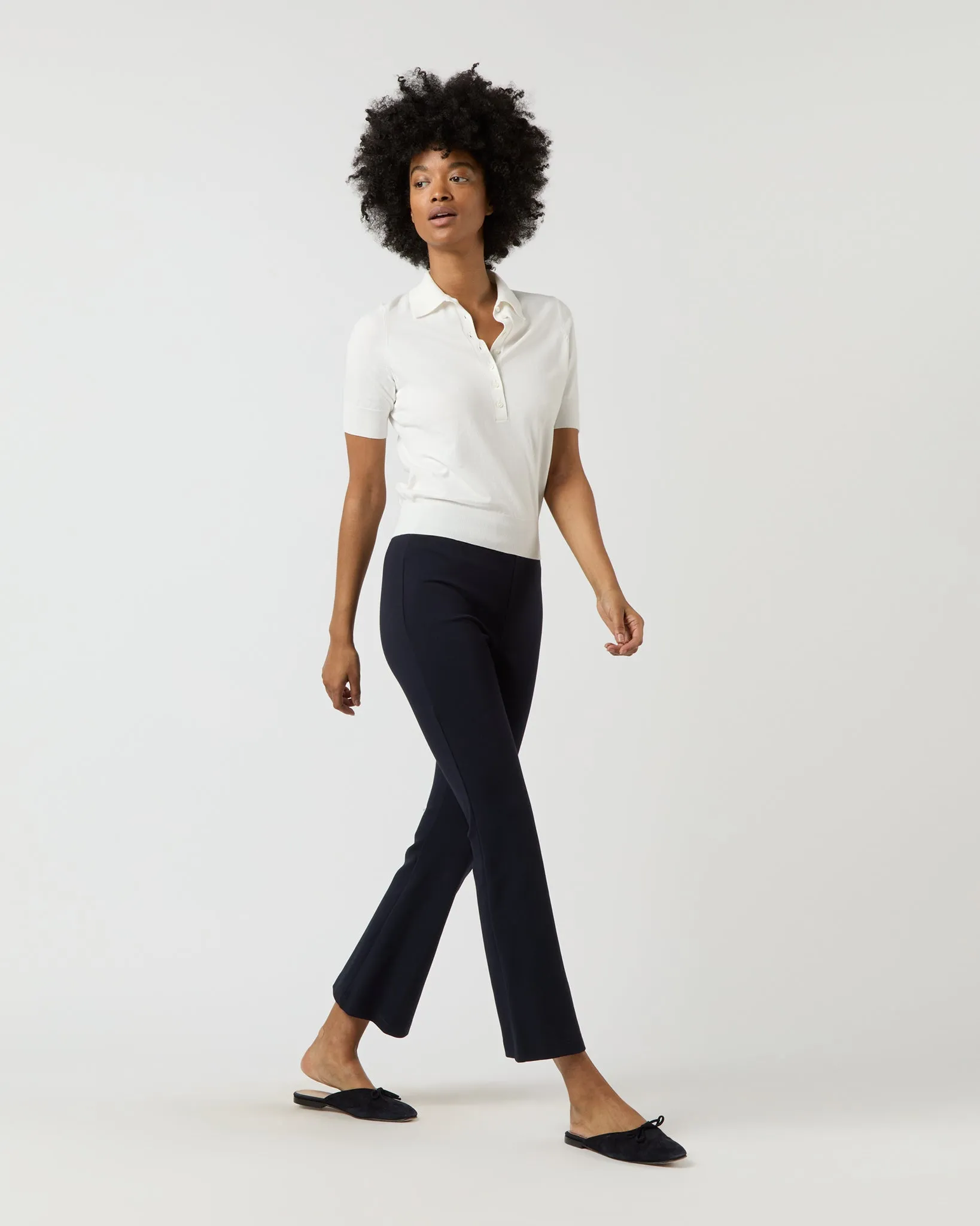 Tasha Polo Sweater in Chalk Ice Cotton