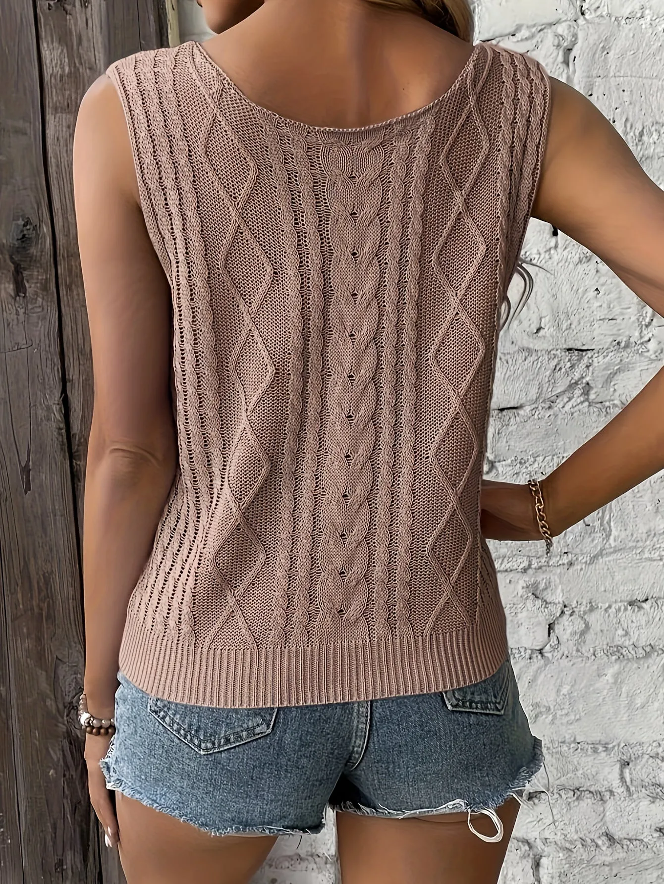 Vibrant Solid Color V Neck Knitted Vest - Soft Micro Elastic Polyester Fabric, Casual Sleeveless Design for Spring & Summer, Womens Comfortable Fashion Clothing