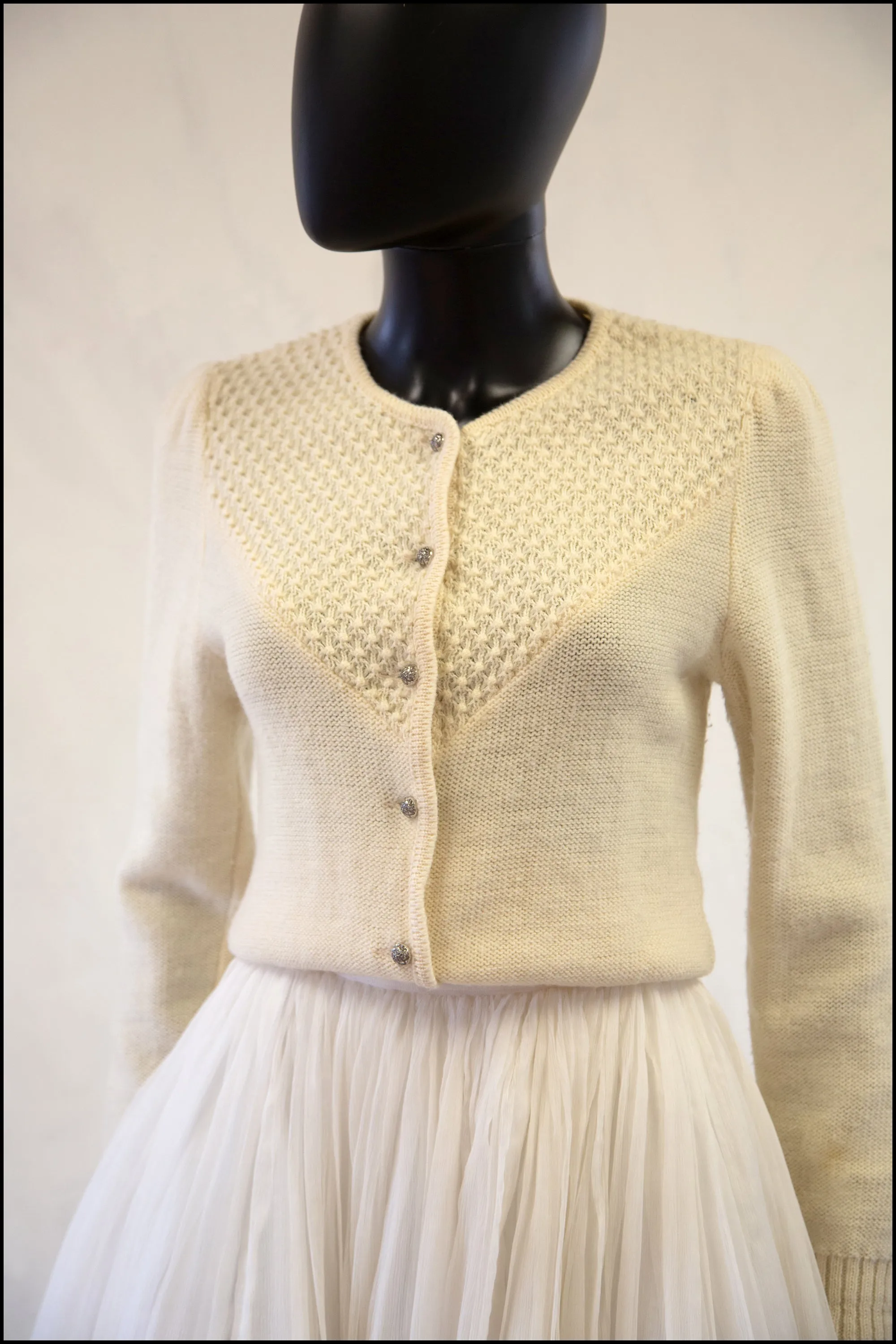 Vintage 1970s Cream Wool Cardigan
