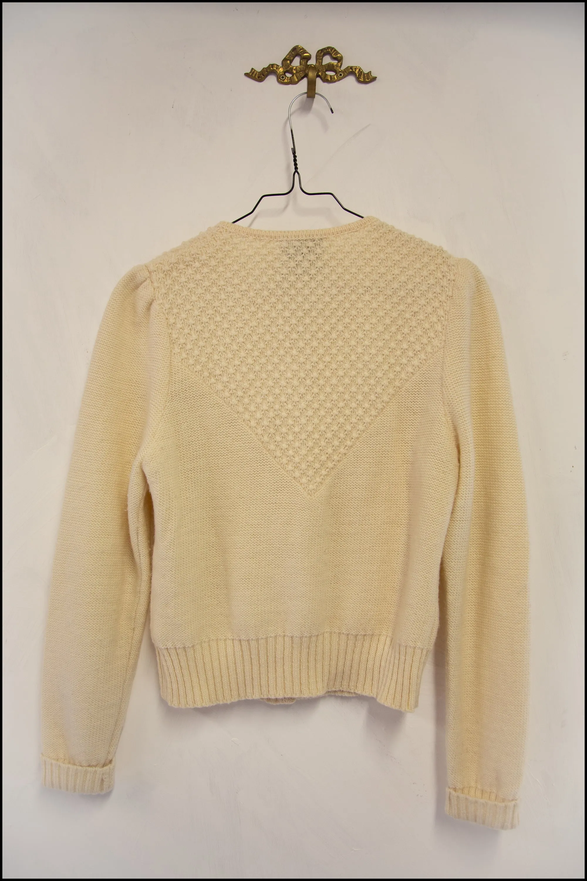 Vintage 1970s Cream Wool Cardigan