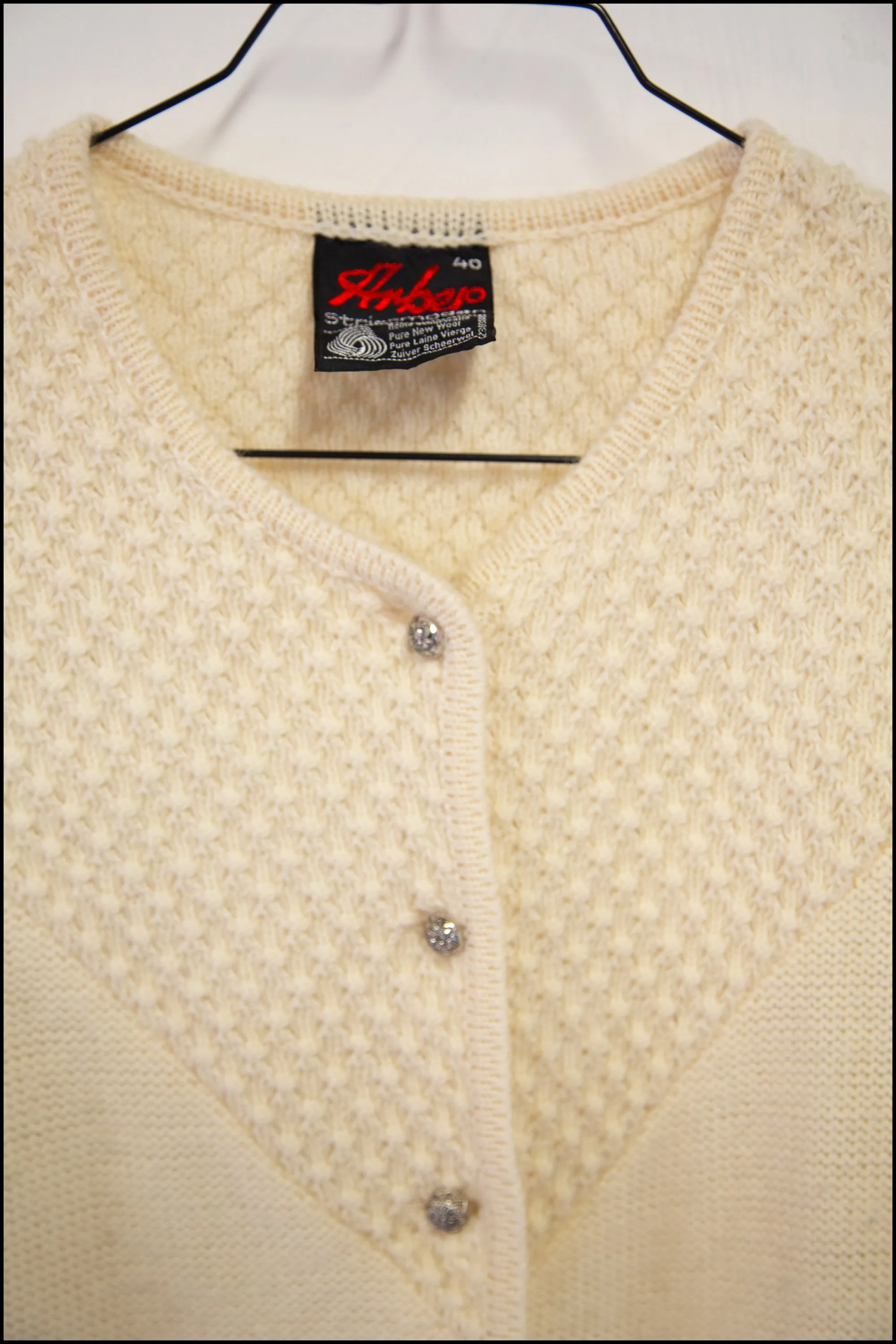 Vintage 1970s Cream Wool Cardigan