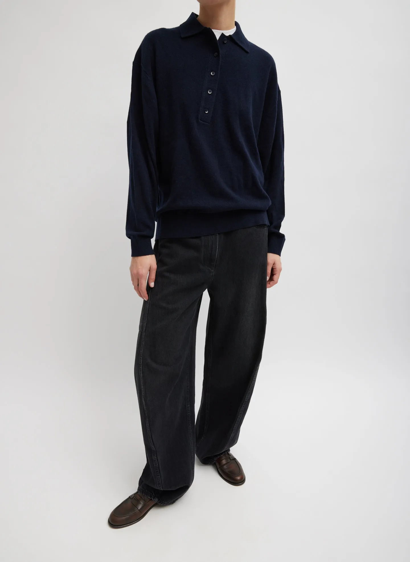 Washable Cashmere Easy Polo Sweater