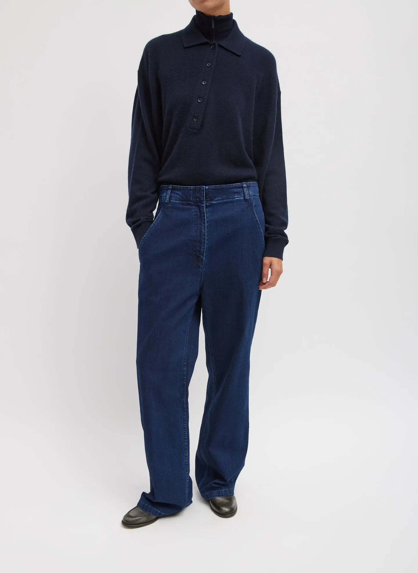 Washable Cashmere Easy Polo Sweater