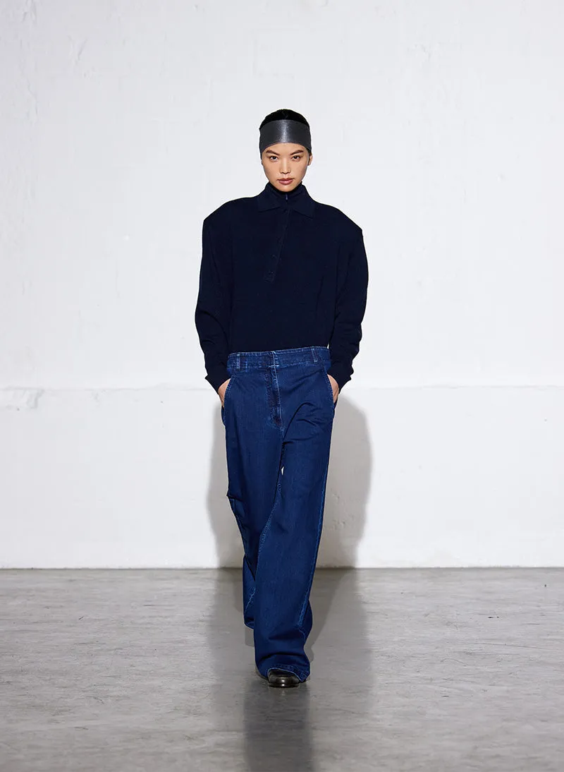 Washable Cashmere Easy Polo Sweater