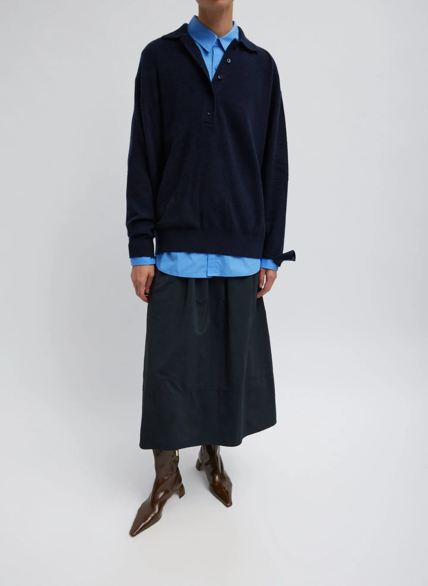 Washable Cashmere Easy Polo Sweater