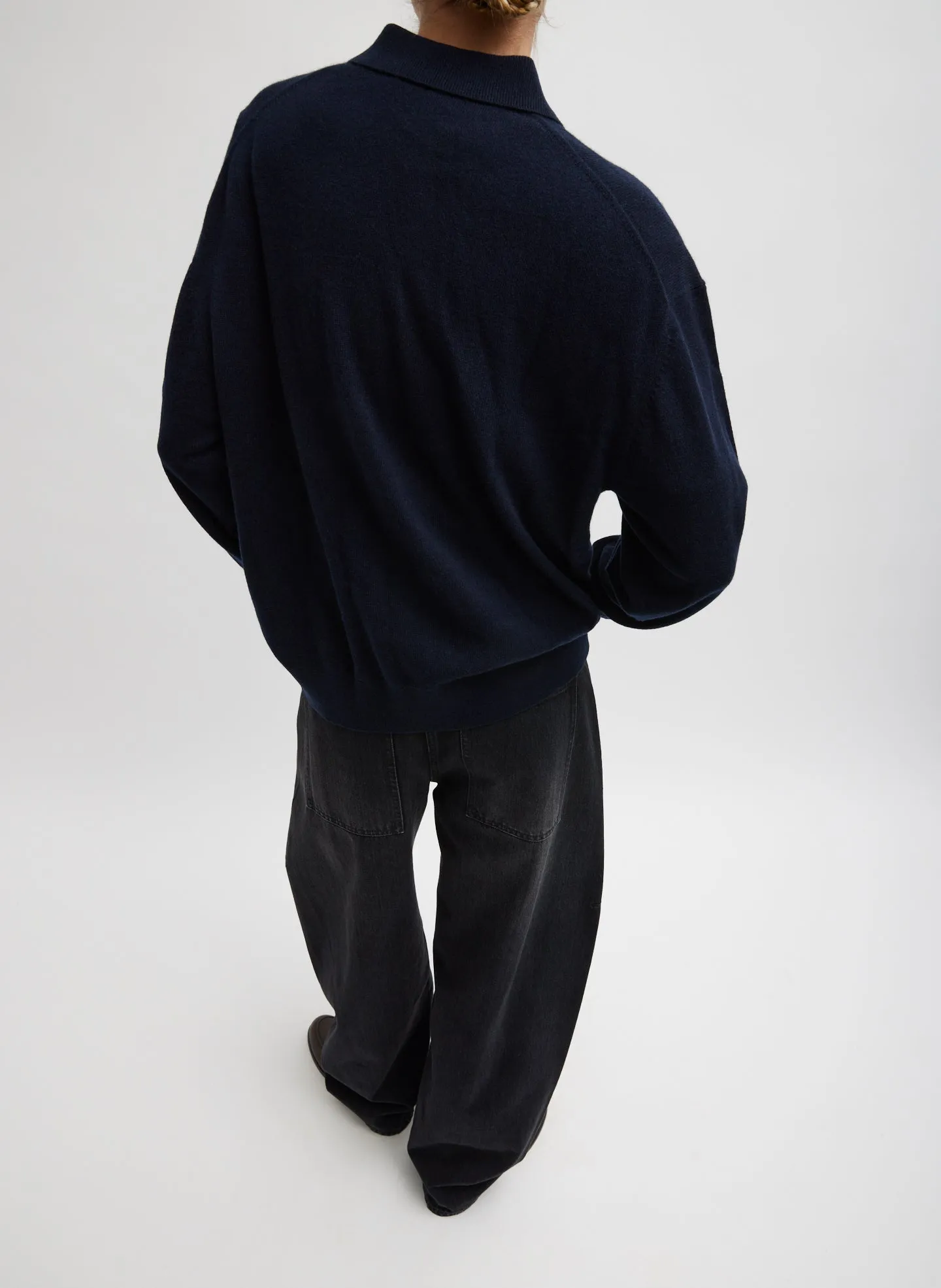Washable Cashmere Easy Polo Sweater