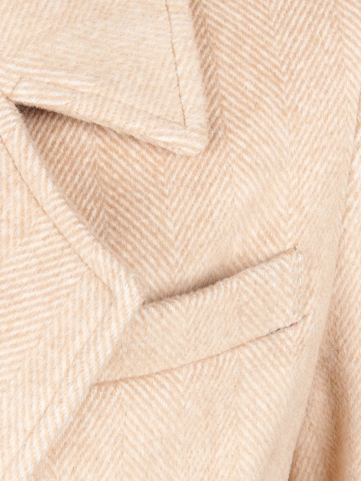 Womens Herringbone Double Breasted Coat in Pecan Brown