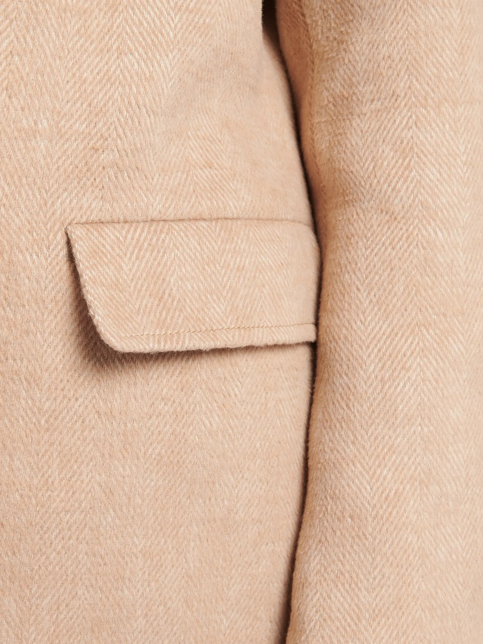 Womens Herringbone Double Breasted Coat in Pecan Brown