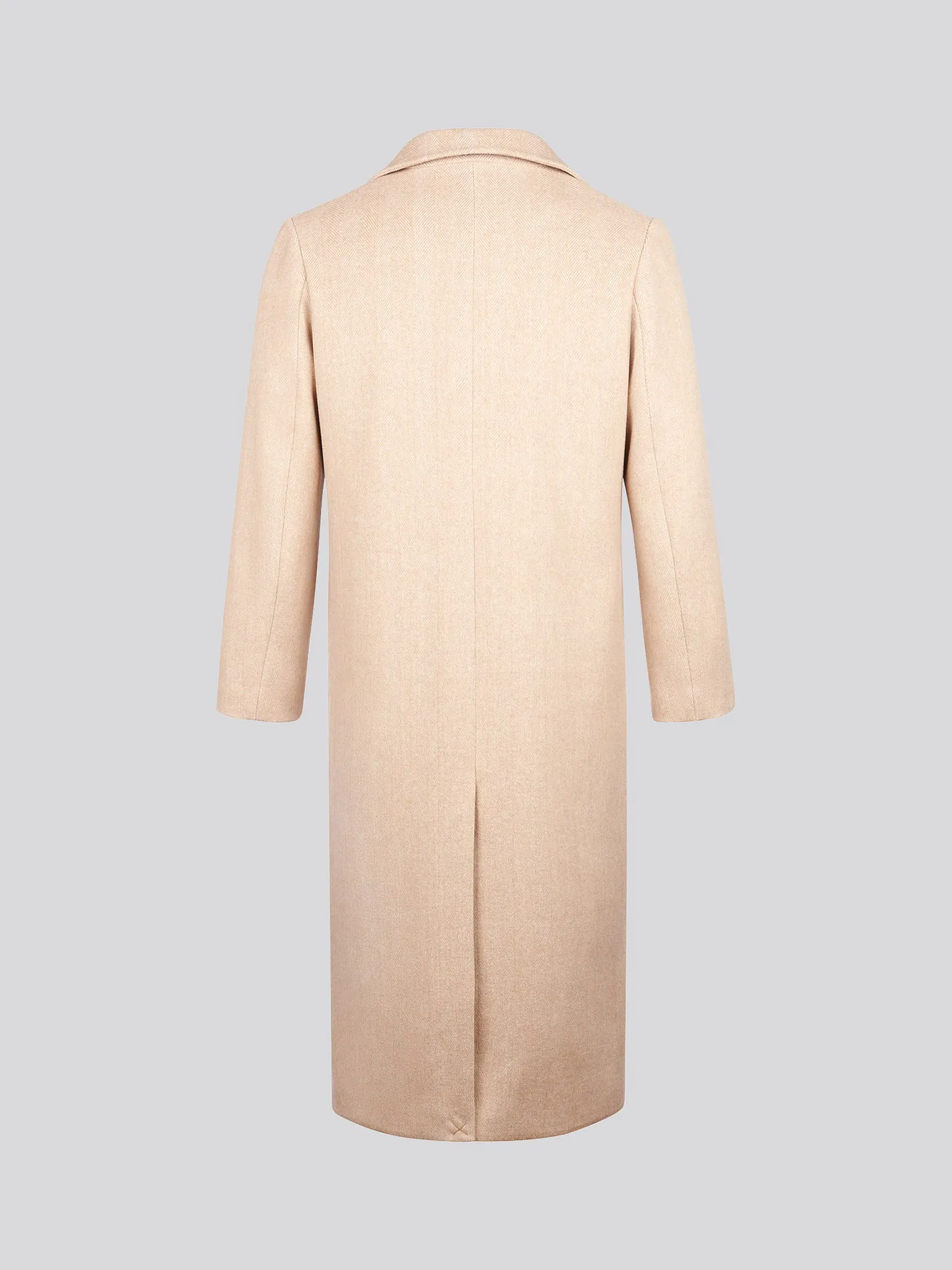 Womens Herringbone Double Breasted Coat in Pecan Brown