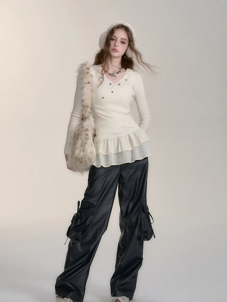 Wool-Blend Hooded Blouse